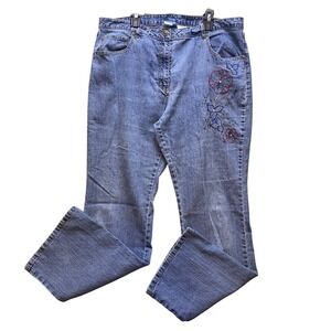 Vintage Lark Lane Jeans Womens 14 Embroidered Beaded High Waisted Floral Bootcut